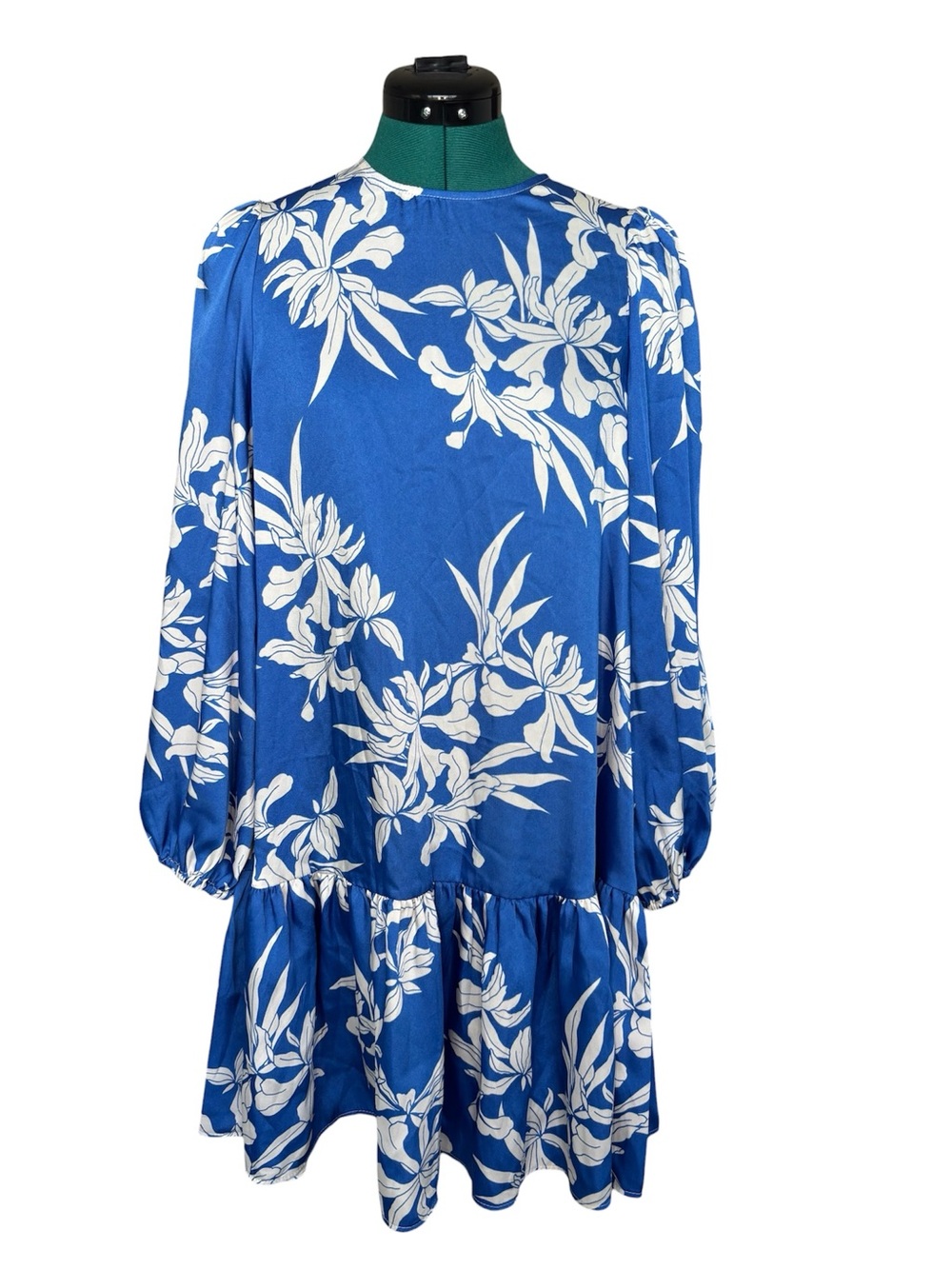 Alexis x Target Blue Floral Long Sleeve Ruffle Hem Shift Dress